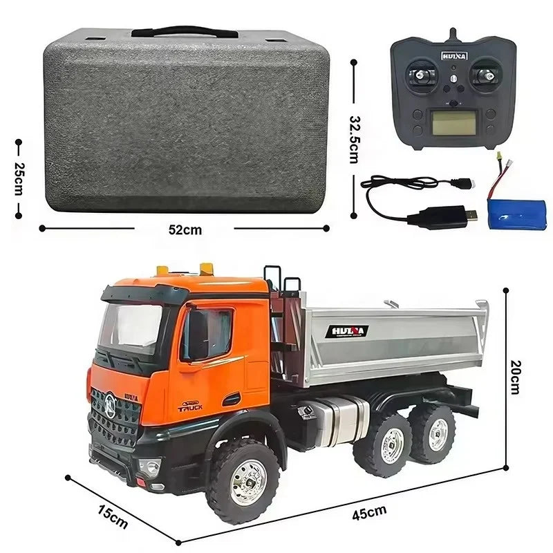 KTX-533587 1/14 Remote Control Dump Truck with Lifting Bed and High-Torque Motor, Alloy Construction