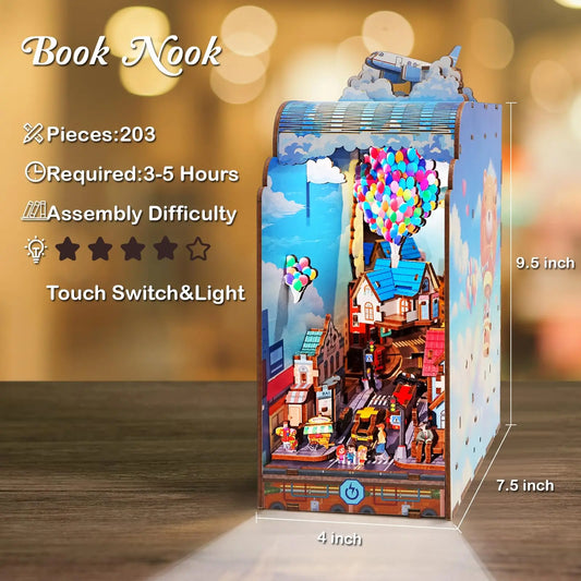 KTX-462675 3D Puzzle DIY Book Nook Kit with LED Light for Children and Educational Play