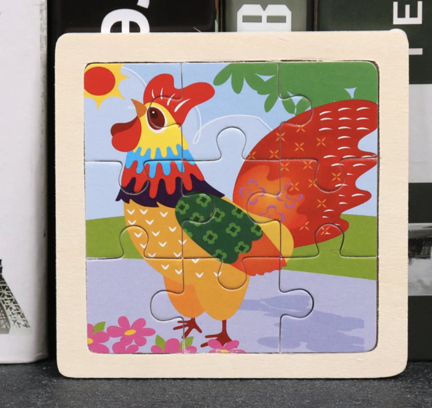 KTX-777619 Wooden Animal Puzzle Toy for Toddlers Age 1-3 - Educational and Interactive Learning Game