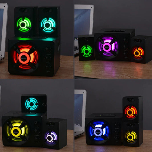 KTX-761363 RGB Colourful LED Desktop Gaming Speaker with Subwoofer