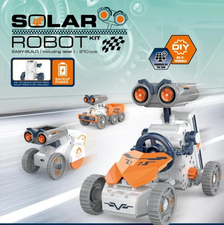 KTX-854739 21-in-1 Solar Robot Building STEM Toy Set with 210 Pieces for Ages 2-12