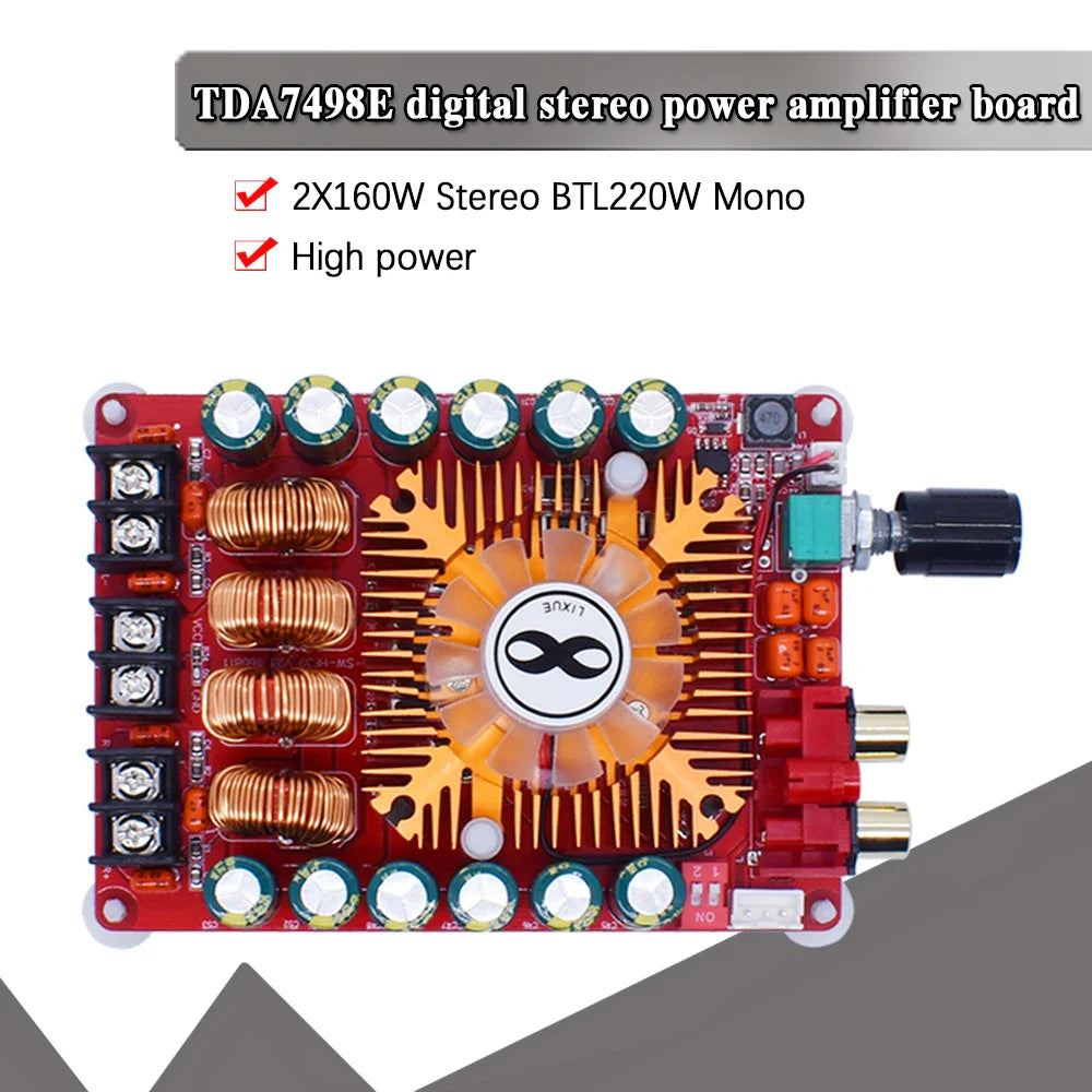 KTX-448851 TDA7498E Dual Channel Audio Amplifier Board, 2X160W and BTL Mode 1X220W for Car and Computer