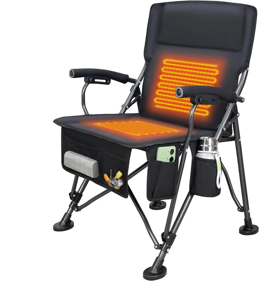 KTX-683347 Lightweight Outdoor Folding Chair with Heating Pad - Ideal for Camping and picnics