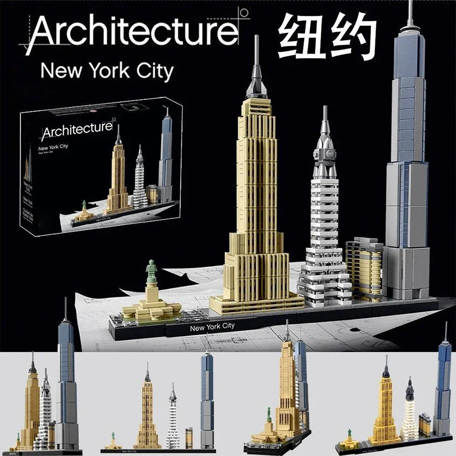KTX-489299 Creative Miniature Skyline Building Block Set for Kids and Adults - City Decor Model