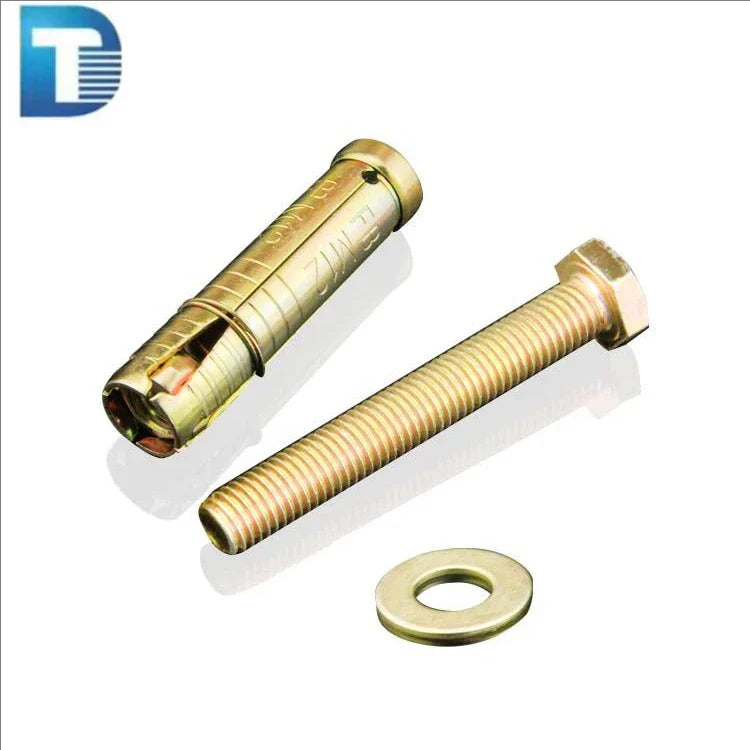 KTX-492499 Heavy Duty Yellow Zinc Plated Shield Anchor Bolt Fasteners - 4PCS Set for Secure Wall Fixing