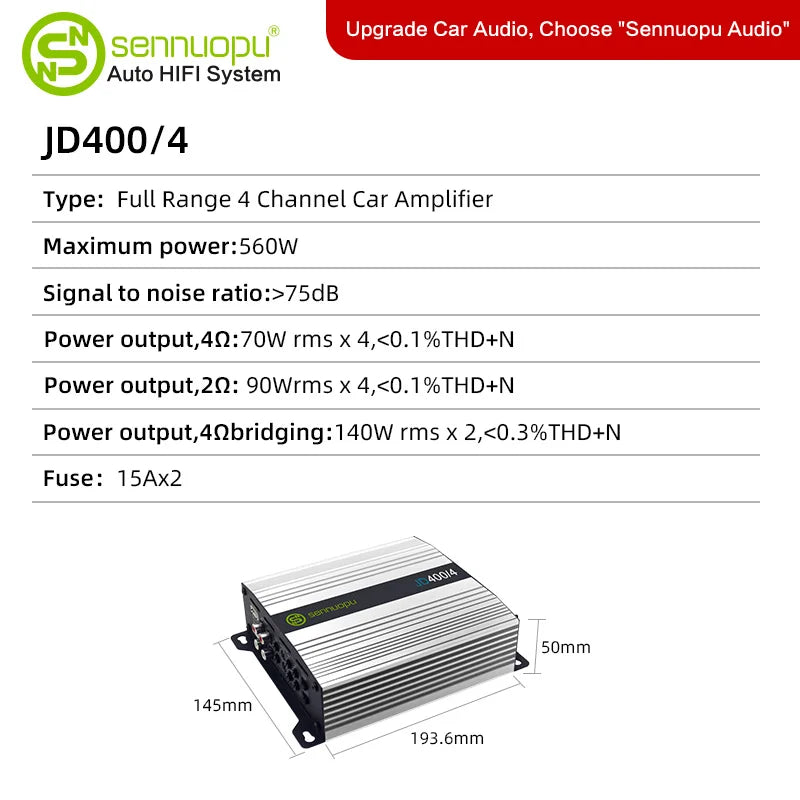 KTX-811603 4 Channel Class D Car Amplifier for Automobile Audio Systems