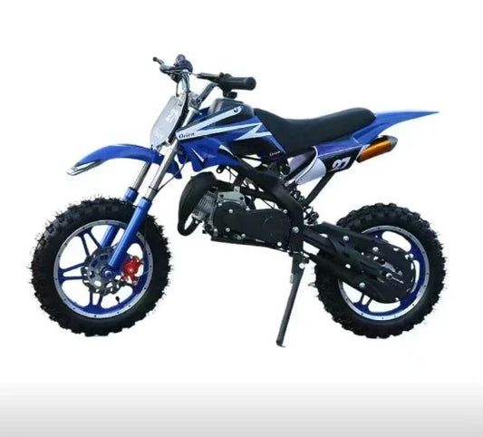 Kids 49cc Motorbike with 10-Inch Wheels - Manual Ignition, Front and Back Disc Brakes, Maximum Speed 40km/h