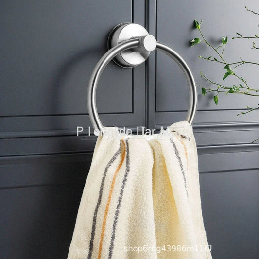 KTX-890707 Telescopic Adjustable Stainless Steel Towel Rack with Suction Cup Hooks and Tissue Holder Set