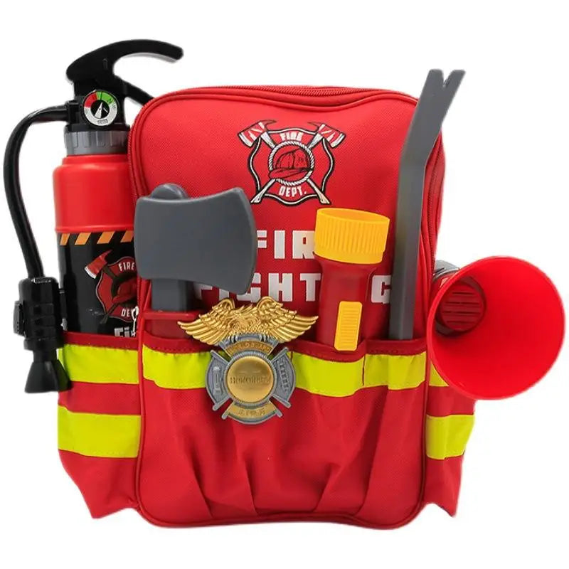 KTX-983507 Firefighter Role Play Toy Set with Backpack, Megaphone, and Fire Extinguisher for Kids