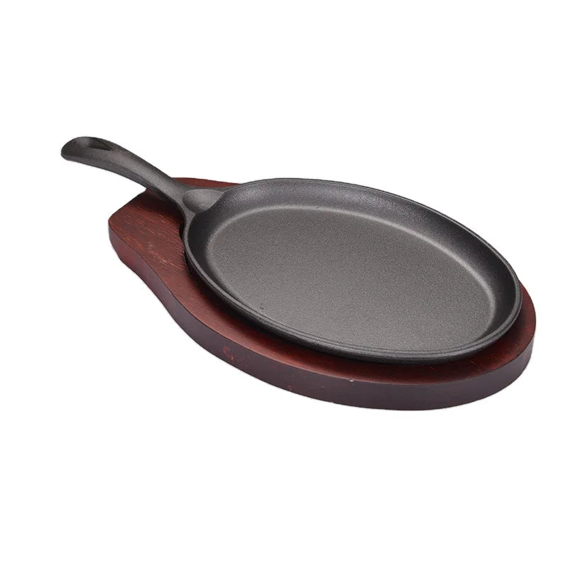 KTX-287315 Cast Iron Non-Stick Grill Pan with Handle for Outdoor BBQ and Induction Cooking