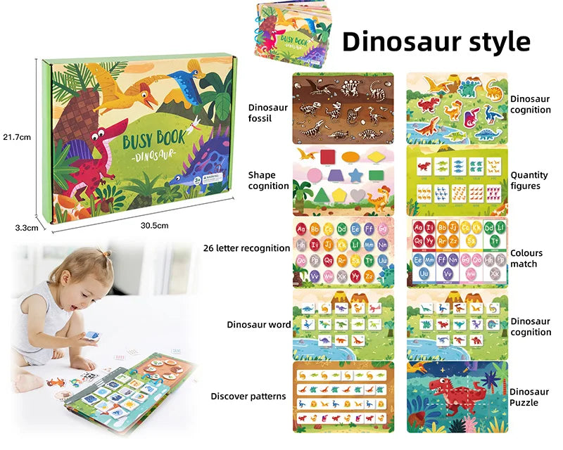 KTX-099923 Early Learning Montessori Busy Book for Toddlers, Activity Book with Farm Themes, Educational Interactive Toy