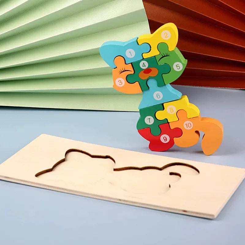 KTX-646547 Wooden 3D Puzzle Game for Children - Montessori Educational Jigsaw Learning Toy