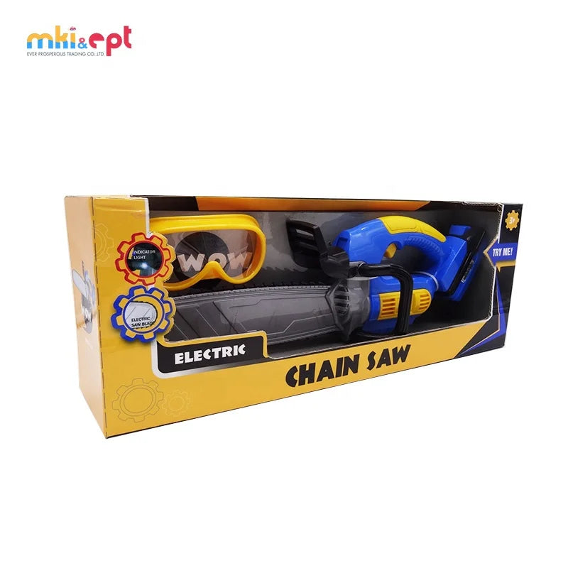 KTX-556371 Kids Electronic Chainsaw Mechanic Toy Set - Realistic Gardening Tools for Ages 2-7, Safe Plastic Design