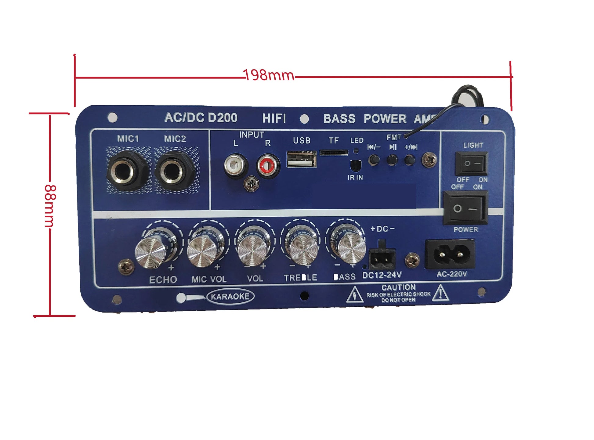 KTX-958483 50W Dual Channel Digital Power Audio Receiver with USB for Home and Outdoor Use