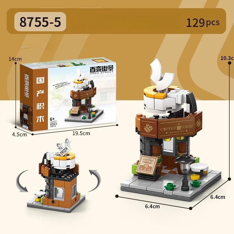 KTX-636179 8-in-1 Mini City Street View 3D Building Block Set for Kids