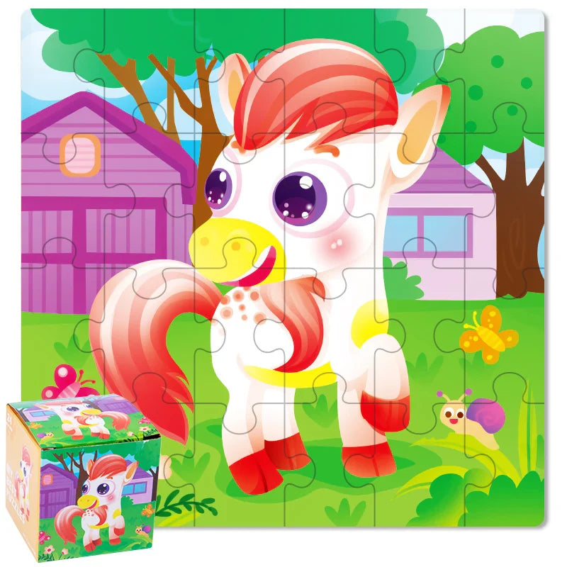 KTX-447635 24-Piece Wooden Jigsaw Puzzle for Early Childhood Education – Classic Montessori Toy for Babies, Kids, Boys and Girls