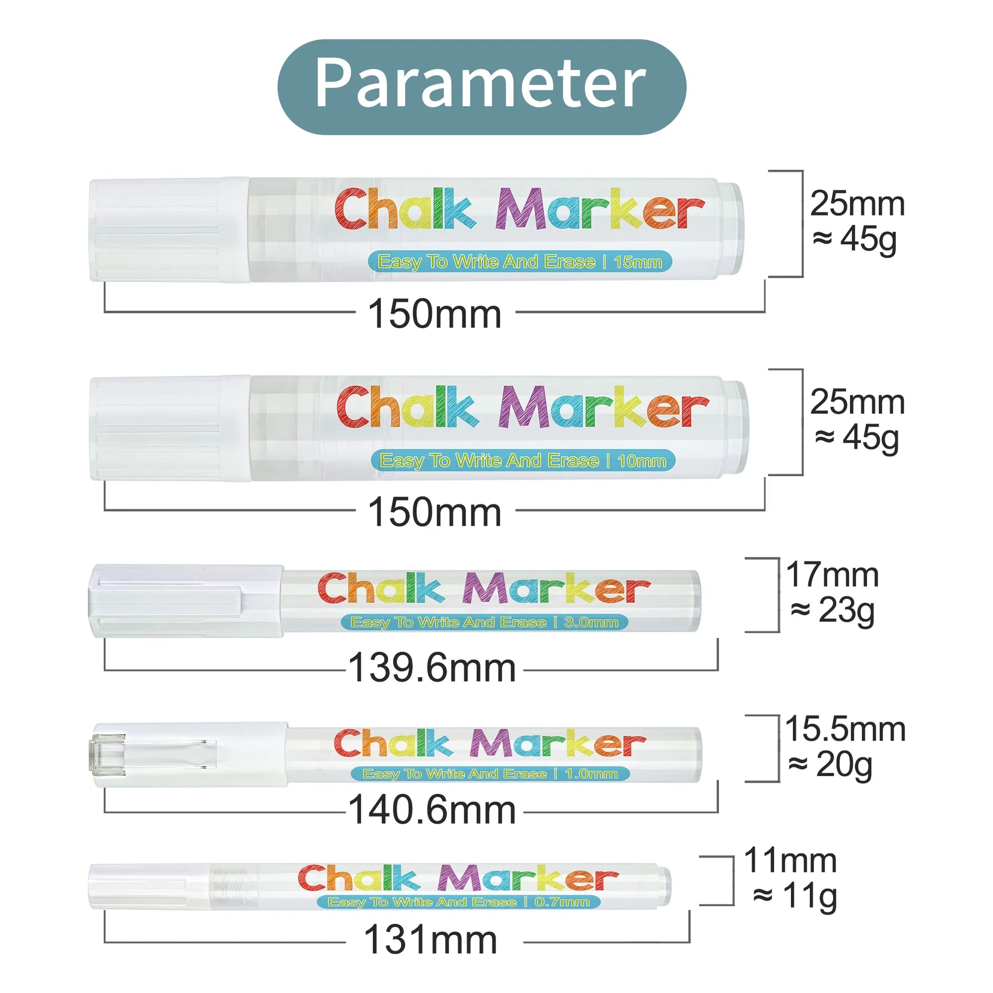 KTX-509715 Water-Based Liquid Chalk Markers, Double-Sided, 15mm Tip, Non-Toxic, 8 Assorted Colours for DIY Art Projects