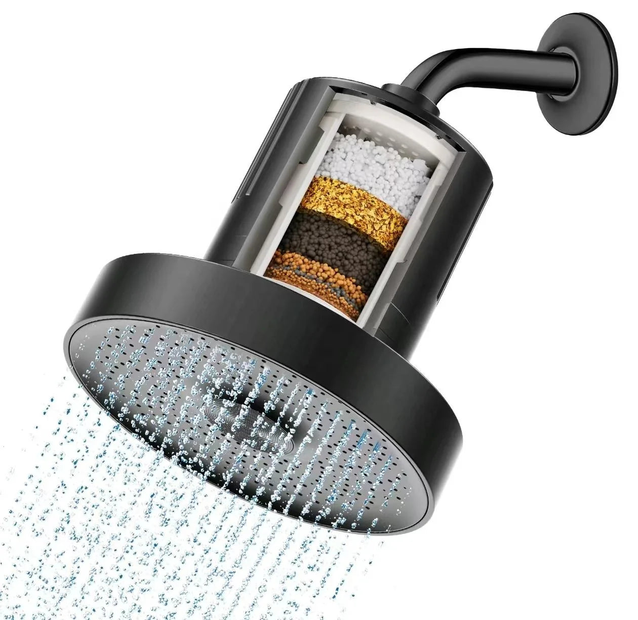 KTX-081171 140MM Round Chrome Plastic Shower Head with High Pressure and Water Saving Features