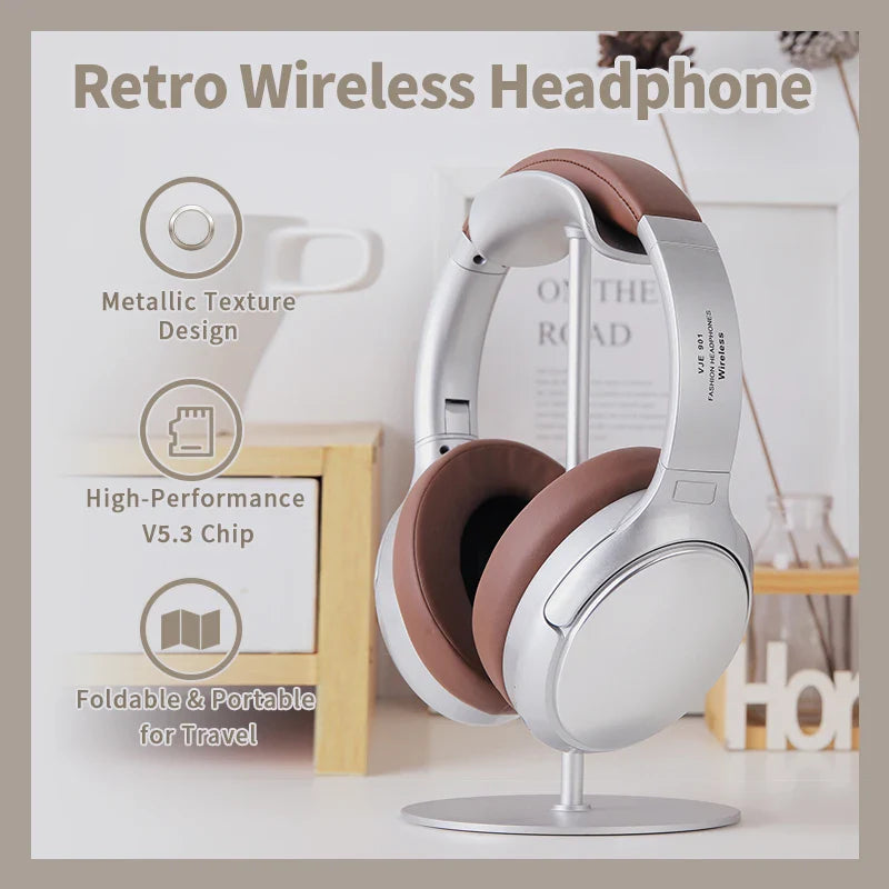 KTX-807635 Foldable Wireless Headphones with Mic, Bluetooth 5.3, 40mm Stereo Speakers