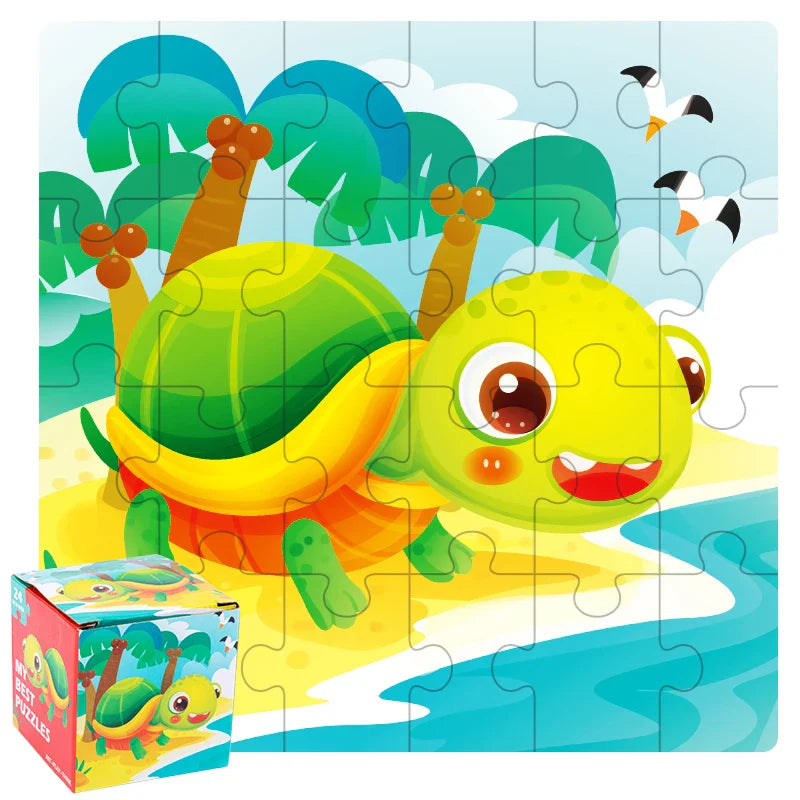KTX-447635 24-Piece Wooden Jigsaw Puzzle for Early Childhood Education – Classic Montessori Toy for Babies, Kids, Boys and Girls