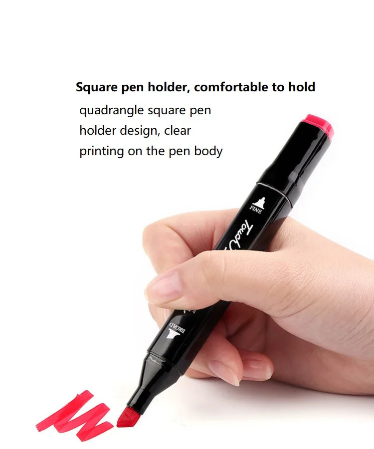 KTX-354771 Dual Brush Manga Sketching Markers Set - 204 Alcohol Felt Pens for Art and School Supplies