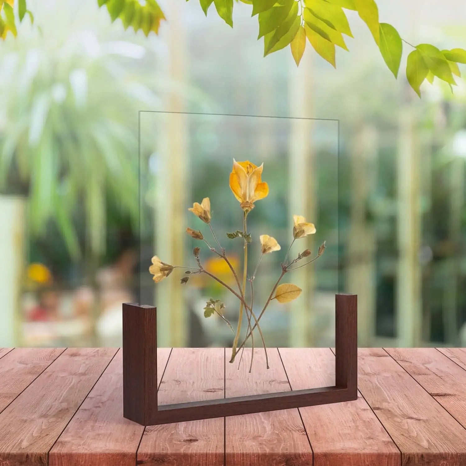 KTX-456275 Rustic Wooden Photo Frame with Walnut Base and High Definition Acrylic Cover