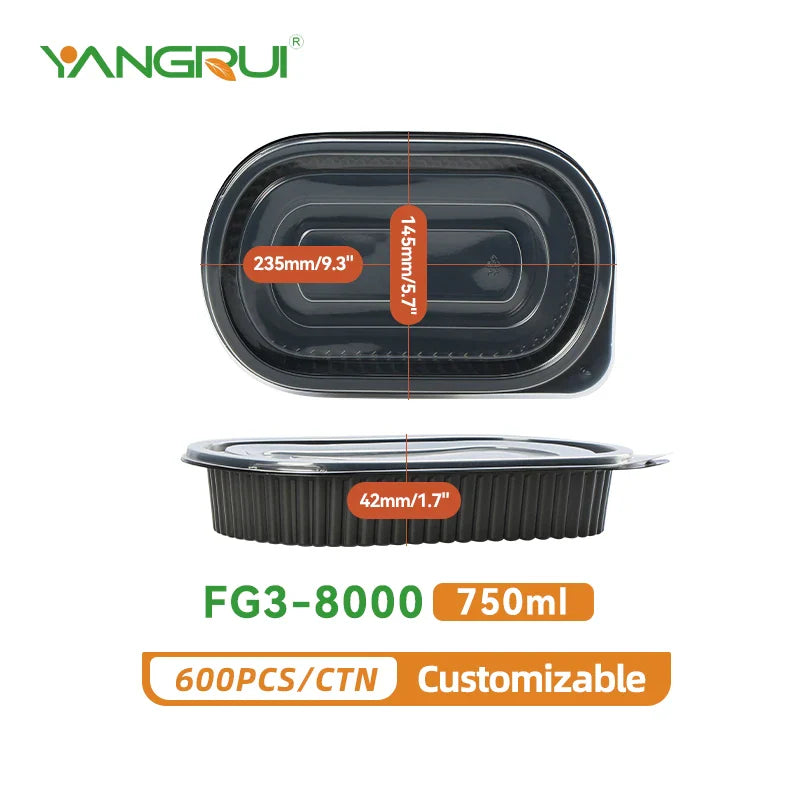 KTX-450387 Microwavable Clear Plastic Food Containers with Lids - Recycled Small Takeout Boxes