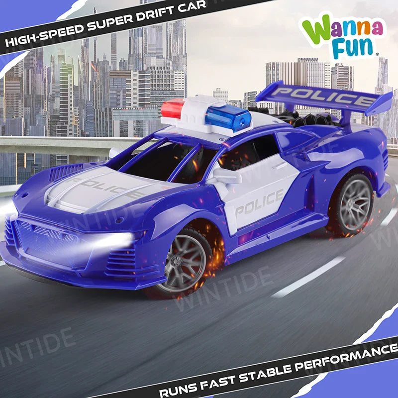 KTX-641171 1:20 Scale Remote Control Police Car Model with Sound and Light Effects, Electric Powered, Indoor-Outdoor Use