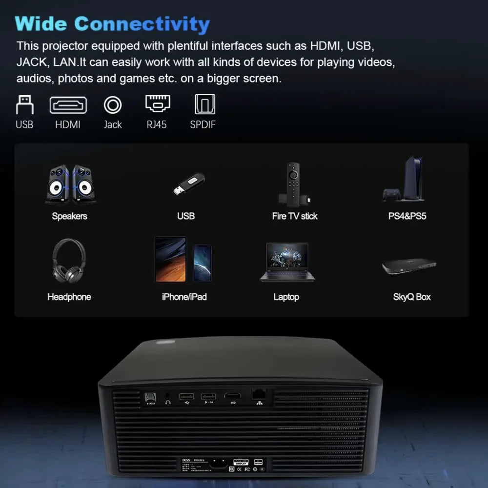 KTX-286163 1080P 3D Home Cinema Projector with Auto Focus, Auto Keystone, and Wi-Fi Connectivity