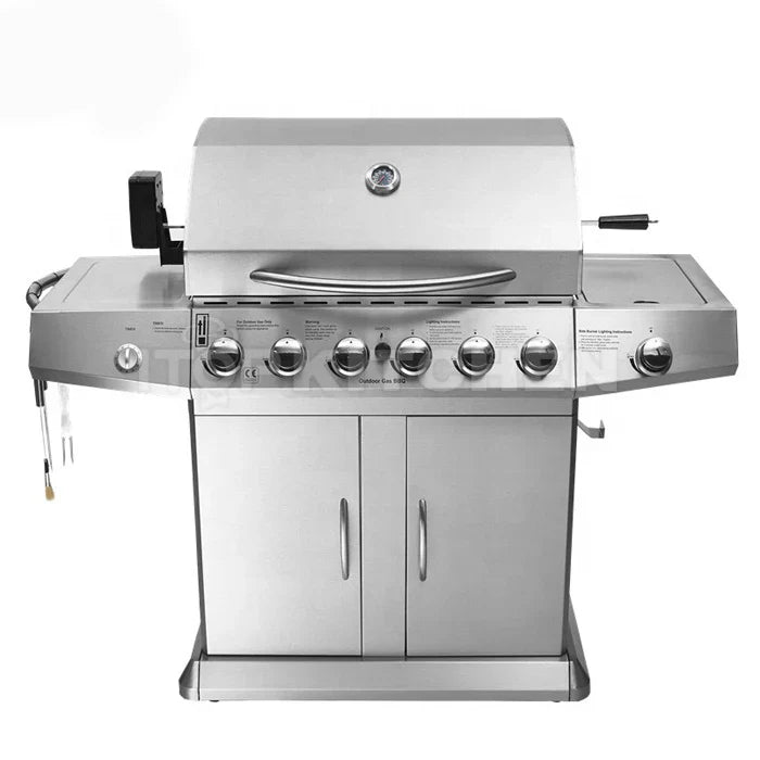 KTX-498579 Heavy Duty Outdoor Charcoal BBQ Grill with Trolley for Commercial Use