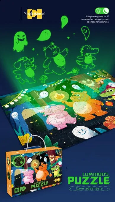 KTX-264915 Glow in the Dark 96-Piece Jigsaw Puzzle for Kids - Unique Educational Luminous Toy