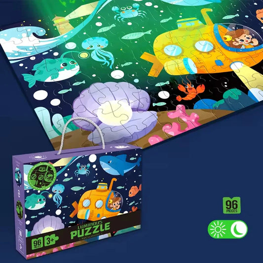 KTX-838931 Glow-in-the-Dark Children’s Puzzle Plane Educational Block Toy 26x19.5x6cm