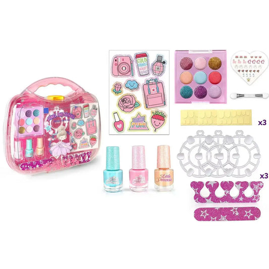 KTX-818515 Kids Pretend Makeup Set – Non-Toxic DIY Cosmetic Play Kit for Girls Ages 2-7, Portable Box Included