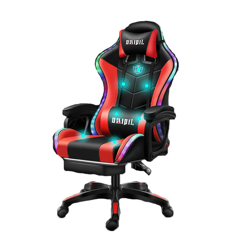 KTX-282195 Pink LED RGB Gaming Chair with Massage Function and Built-In Speakers