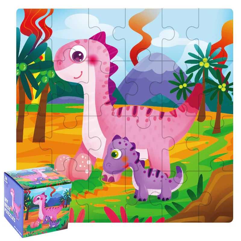 KTX-447635 24-Piece Wooden Jigsaw Puzzle for Early Childhood Education – Classic Montessori Toy for Babies, Kids, Boys and Girls