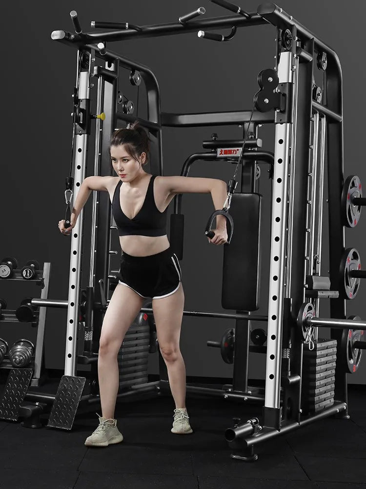 KTX-878803 Multi-Functional Smith Machine Power Rack with Dual Weight Stack for Home and Commercial Gym Use