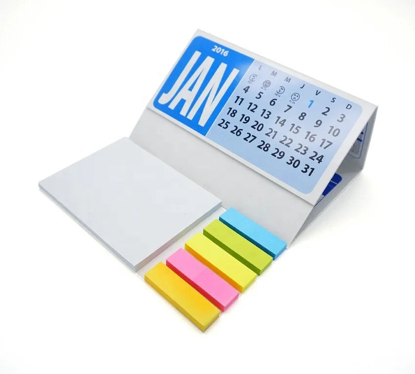 KTX-458835 Desktop Calendar with Sticky Notes and Flags, Soft Cover, 13 Sheets, Varnished Design