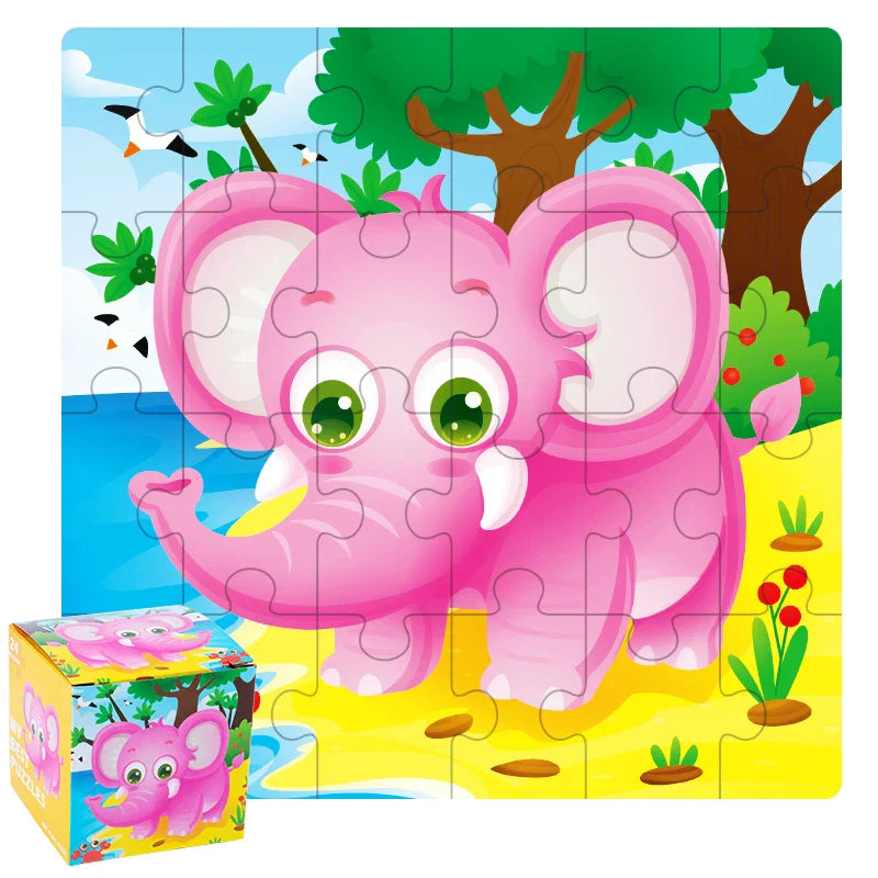 KTX-447635 24-Piece Wooden Jigsaw Puzzle for Early Childhood Education – Classic Montessori Toy for Babies, Kids, Boys and Girls
