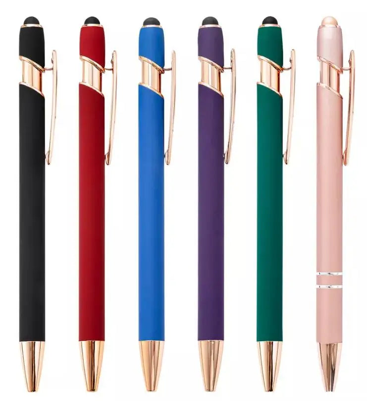 KTX-324307 2 in 1 Multifunctional Stylus and Metal Ballpoint Pen with Custom Logo, Soft Touch Rubber Body, Rose Gold Finish