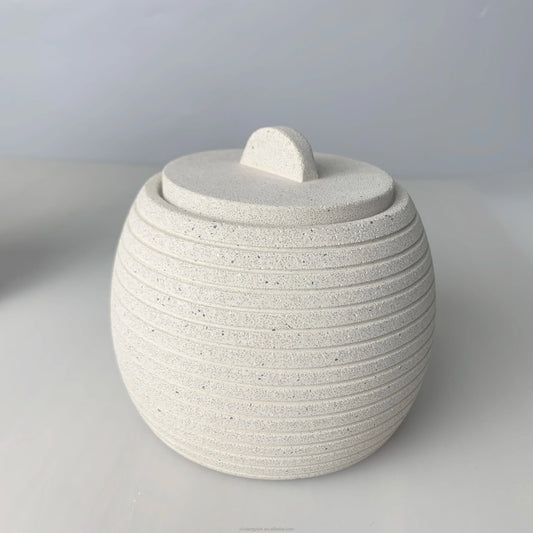 KTX-661331 Modern Cement Lotion Bottle and Storage Jar with Lid for Bathroom Accessories