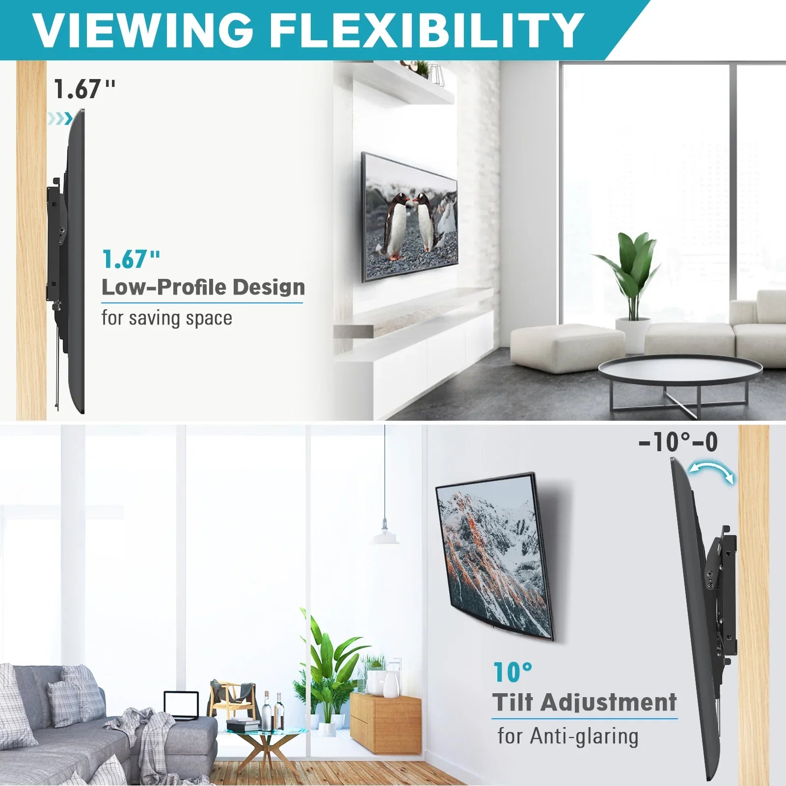 KTX-928019 Tilting TV Wall Mount Bracket for VESA 600x400 with UL Safety Certification