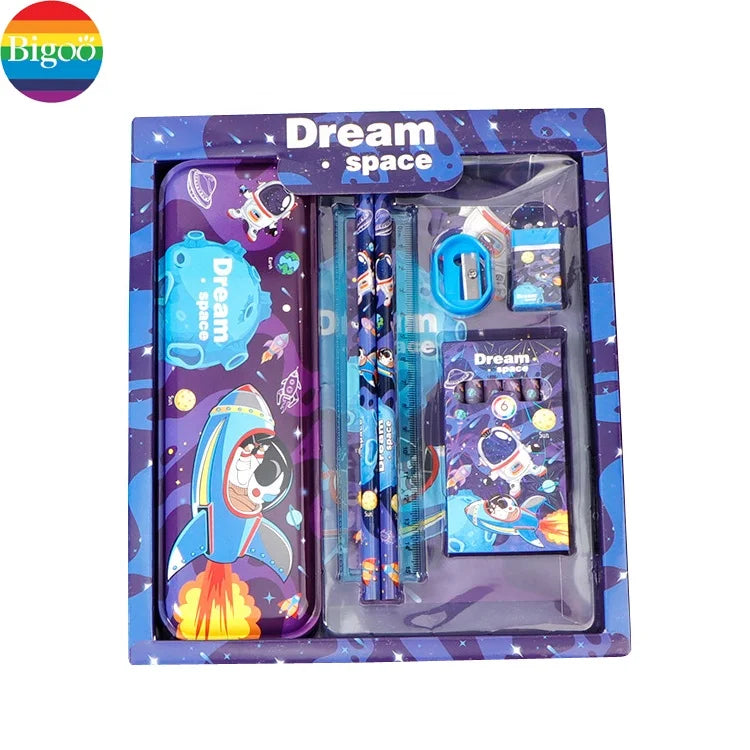 KTX-551379 12-piece Customised School Supplies Set with Pencil Case, Ruler, Eraser and Crayon for Kids