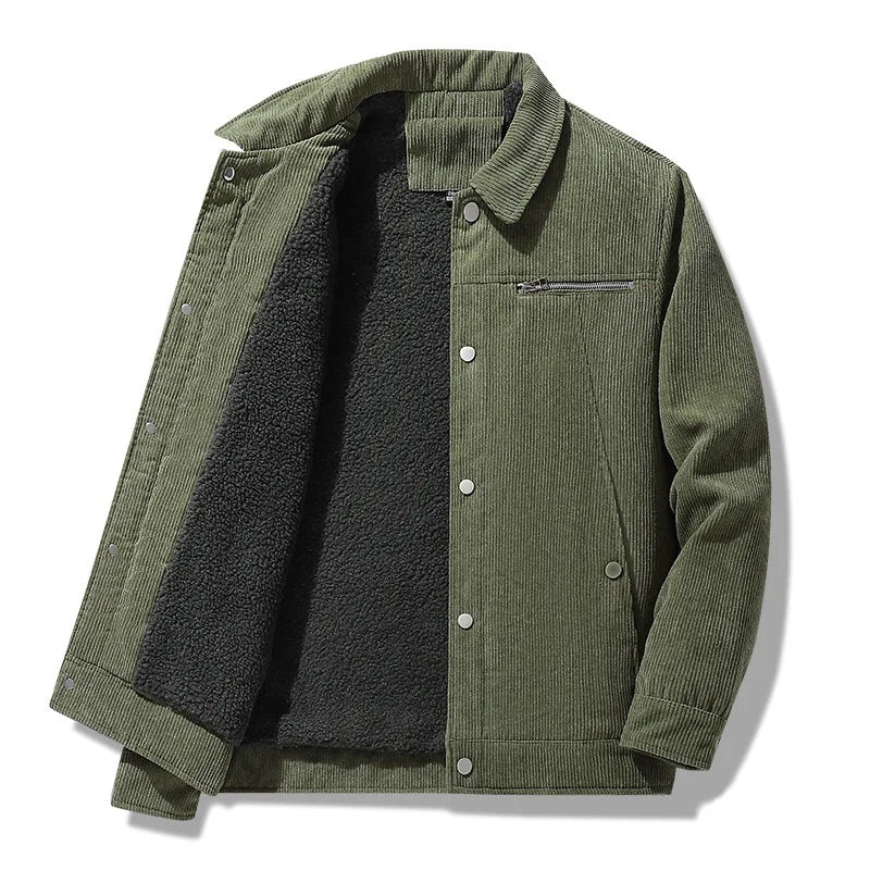 KTX-144915 Men's Winter Heated Jacket New Cotton Long Coat with Thick Lamb Wool Embroidery Decor Reversible Men's Jackets