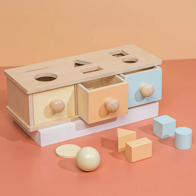 KTX-443027 Montessori Wooden Coin Box Drawer Game for Early Learning and Development