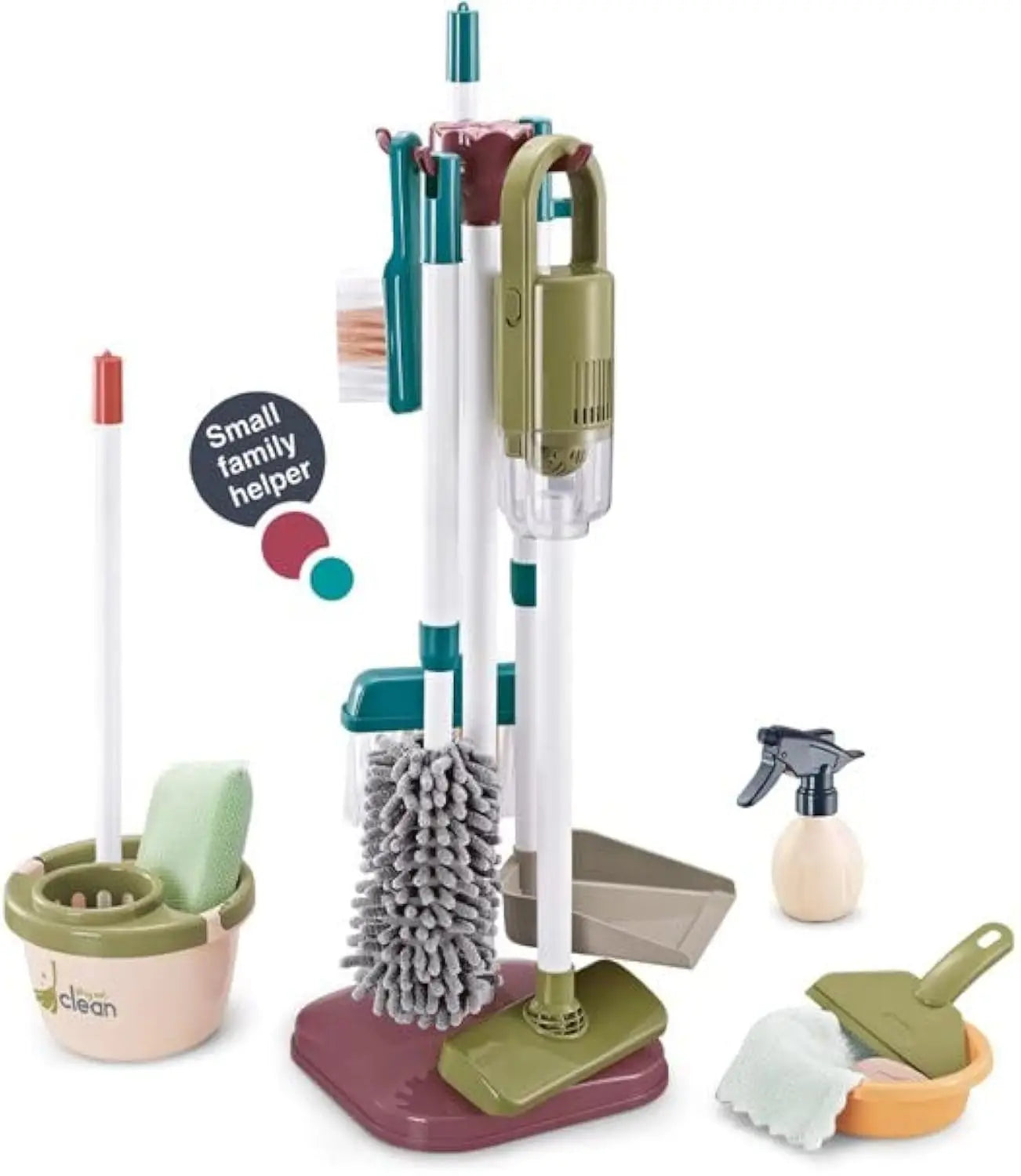KTX-916819 Children's Cleaning Play Set with Toy Vacuum Cleaner for Pretend Housework Fun