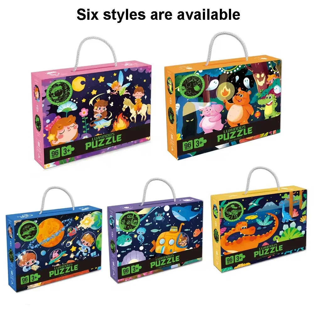 KTX-264915 Glow in the Dark 96-Piece Jigsaw Puzzle for Kids - Unique Educational Luminous Toy