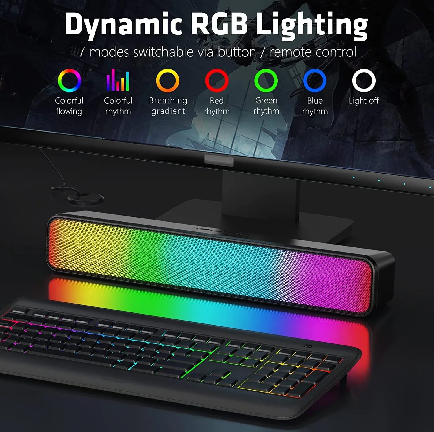 KTX-467603 RGB Mini Soundbar for Home Theater and Gaming Audio System