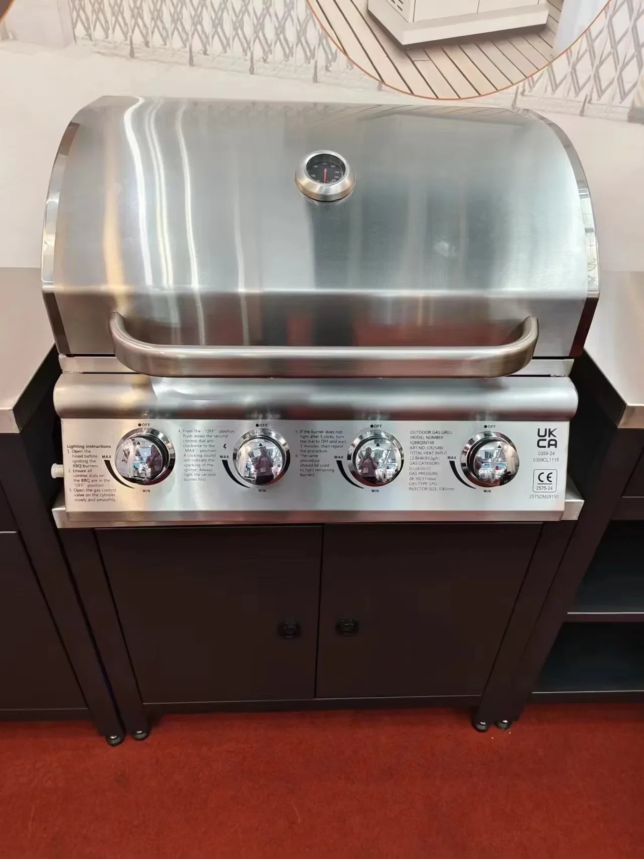KTX-662419 Built-in Propane BBQ Gas Grill Smoker - Heavy Duty Stainless Steel for Outdoor Kitchen