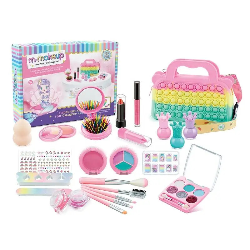 KTX-326995 Kids Cosmetic Makeup Set with Nail Accessories for Dress-Up Play - Ages 2 to 14