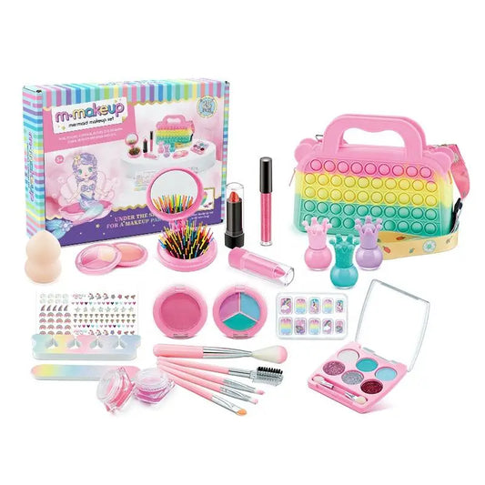 KTX-326995 Kids Cosmetic Makeup Set with Nail Accessories for Dress-Up Play - Ages 2 to 14